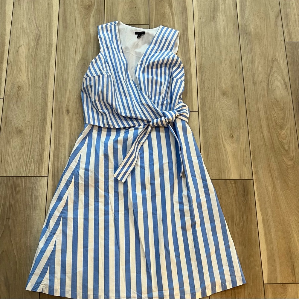 Ann Taylor Blue & White Striped Midi Shirt Dress Size 10 – Coastal Chic
